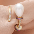 anéis abertos ajustáveis ​​em espiral, colorido diamante e cobre pavimentação conjunto de pérolas de zircão anéis de ouro feminino joias